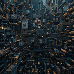 Fototapeta premium Abstract technology background. . Oil paint illustration.