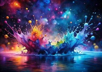 Moody Dark Watercolor Splash Background: Dramatic Ink Abstract Art Texture