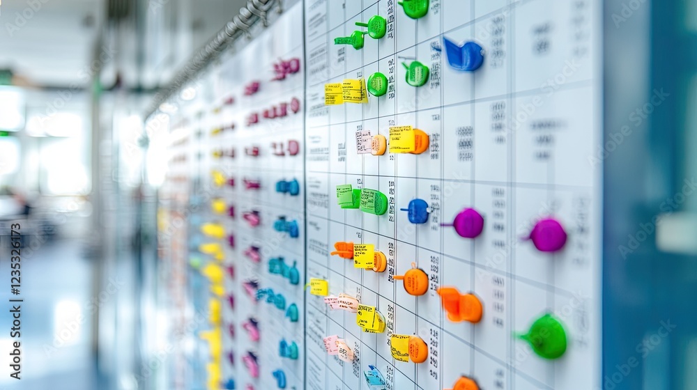 Aufkleber A close-up of a calendar marked with color-coded priorities, symbolizing structured task handling.