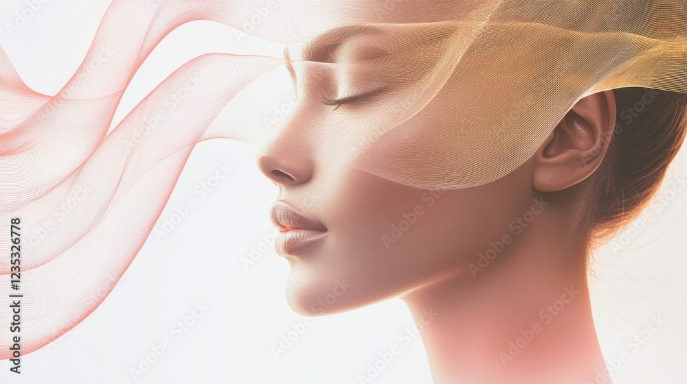 Aufkleber silhouette of a womans face with golden ratio lines creating an artistic representation of beauty an