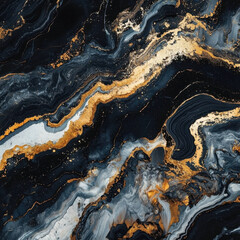 Obraz premium Abstract black and gold marble with swirling organic shapes