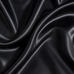 Obraz premium Black satin fabric with smooth flowing folds and highlights