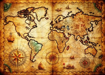 Old Nautical Treasure Map Background for Urban Exploration Photography