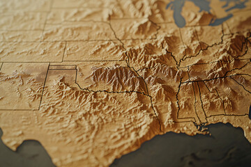 topographical USA map showing elevation details