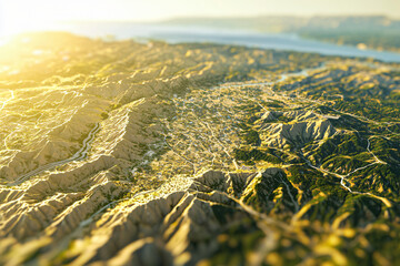 detailed American geographical features in 3D representation