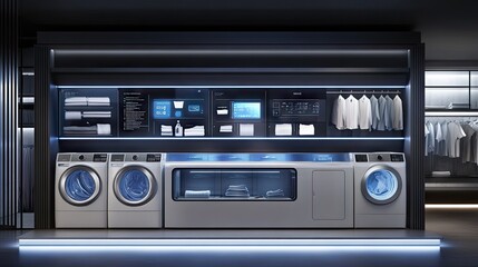 Obraz premium A fully automated AI-powered laundry system detecting fabric types.