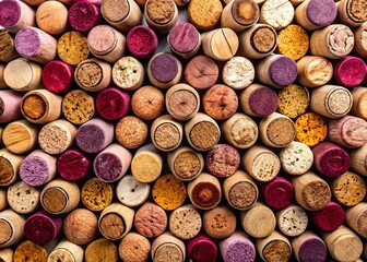 Panoramic Image of Baco Noir Wine Corks Isolated on White