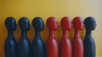 Naklejka premium Abstract Lineup: Diversity and Conformity in a Minimalist Composition