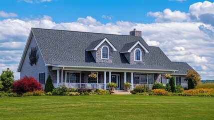 A house with a reflective cool roof reducing heat absorption.