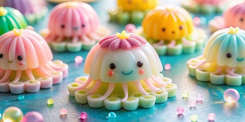 Pastel Kawaii Jellyfish Food Photography: Cute Jelly Sweets