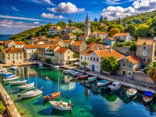 Obraz premium Picturesque Harbor of Stomorska on the Dalmatian Coast of Croatia