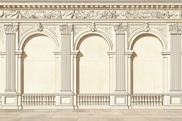 Obraz premium detailed architectural drawing of classical building elements