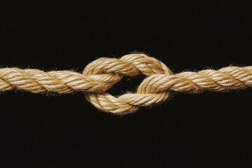 A simple overhand knot tied in thick rope