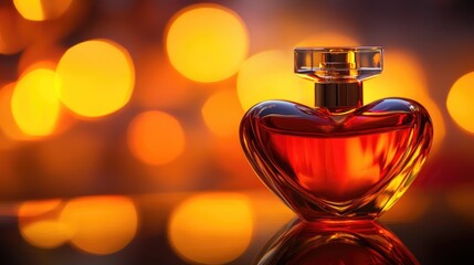 Elegant perfume bottle with a heart motif, luxurious Valentine's concept.