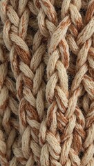 Cozy earth toned knitted wool macro texture