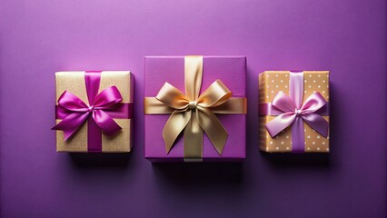 Purple Gift Boxes Background: Festive Presents for Holiday or Birthday Celebration