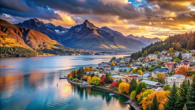 Queenstown Lake Wakatipu New Zealand Scenic View Cecil Peak Frankton Arm Otago