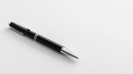 Minimalist job application form with a pen resting on it, sleek white background.