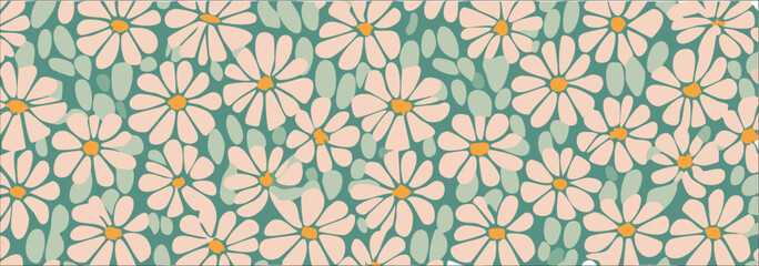 Fototapeta premium Vintage daisy flower print background, vector illustration
