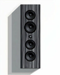 Obraz premium Tall Wooden Speaker Illustration with Four Black Speakers