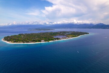 Fototapeta premium Aerial view of Gili Trawangan island in Indonesia