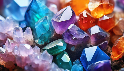 rock crystal background stone close up multicolored gemstone
