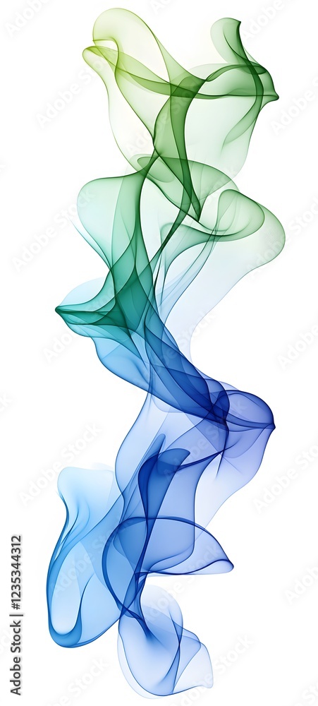 Wall mural a minimalist abstract design with flowing lines and a soft gradient from blue to green