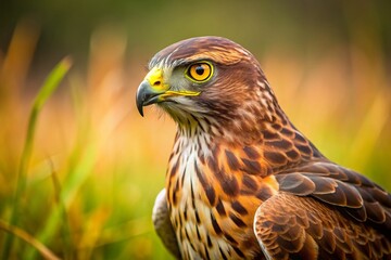 Sharp-Eyed Hawk Hunting: Majestic Raptor in Flight, Rule of Thirds Composition