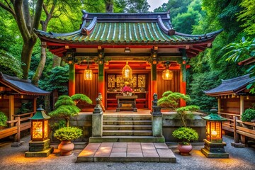 Naklejka premium Shinto Altar in Serene Shrine