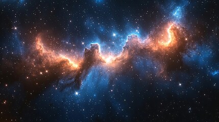 Obraz premium Stunning cosmic nebula illuminated by vibrant colors in deep space, showcasing stellar formations