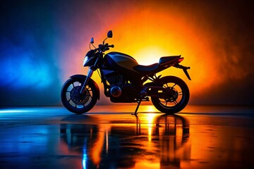 Fototapeta premium Silhouette of a Motorcycle Motorbike Vector Style