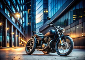 Sleek Black Modern Motorcycle & Wheelchair: Accessible Urban Mobility Stock Photo