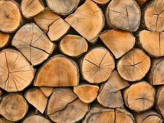 Troncos de le&ntilde;a apilados con texturas naturales, destacando patrones de madera r&uacute;sticos, materiales forestales y detalles org&aacute;nicos