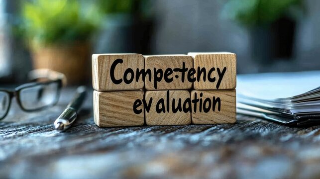 Competency evaluation shown on wooden blocks