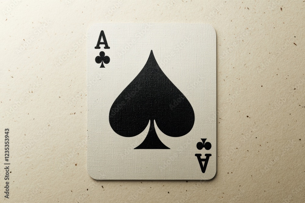 Aufkleber Ace of spades playing card on a textured surface with a simple design and dark pattern on a light background. Generative AI