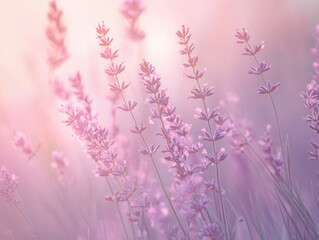 Obraz premium Soft-focus lavender blossoms in a dreamy pink haze