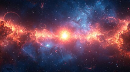 Stunning cosmic scene showcasing a vibrant nebula with a radiant star at the center