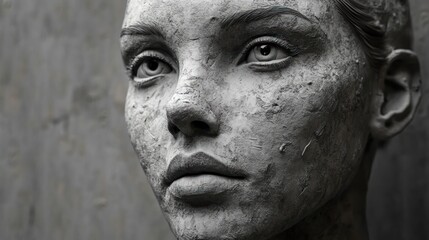 Close-up Portrait of a Stone-Faced Woman