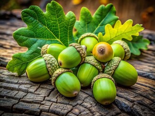 Unripe Green Acorns and Oak Leaves: Acorns as Wildlife Food Source
