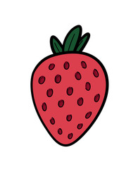 Groovy retro strawberry. Cartoon summer berry, sweet healthy food.