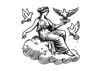 Greek Goddess Aphrodite hand drawn sketch vector © Shutoda