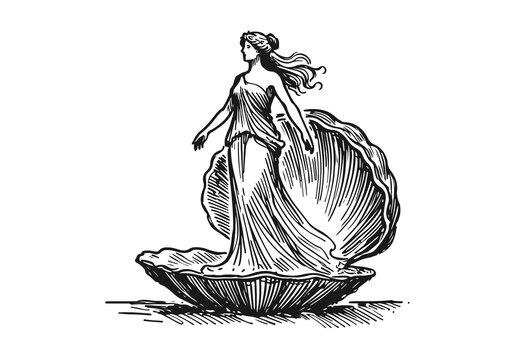 Greek Goddess Aphrodite hand drawn sketch vector