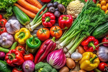 Vibrant Panoramic Mix Vegetable Background - Colorful Fresh Produce Texture