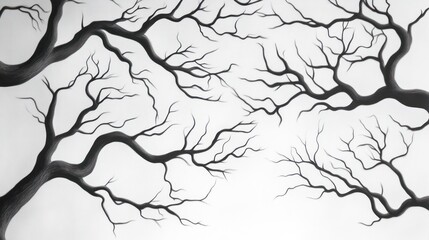 Bare tree branches, winter sky, nature background, design element