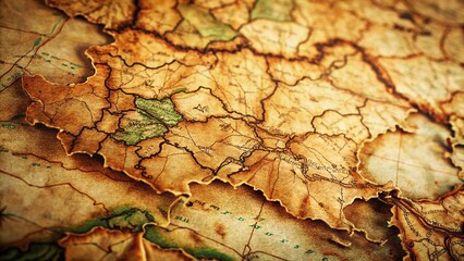 Fototapeta premium Vintage Cracked Paper Map of Bulgaria - Historical Geography