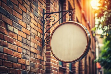 Fototapeta premium Vintage Metal Signboard Mockup on Brick Wall
