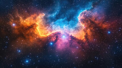 Fototapeta premium Vibrant Cosmic Nebula with Colorful Gas Clouds and Distant Stars in Space