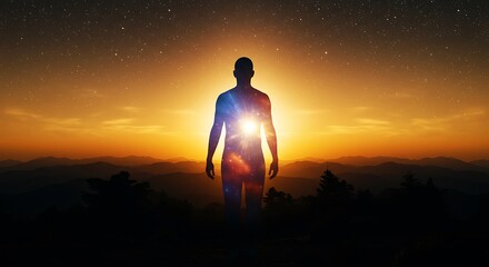 A cinematic universe meta human god spirit silhouette, new quality colorful spiritual stock image illustration wallpaper design generative ai
