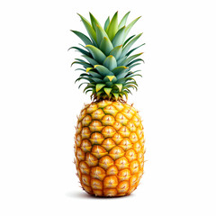 Fototapeta premium Ripe Pineapple With Green Leaves Against Isolated Background Showcasing Tropical Freshness And Sweetness
