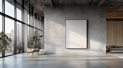 Modern Loft Apartment with City View and Blank Canvas